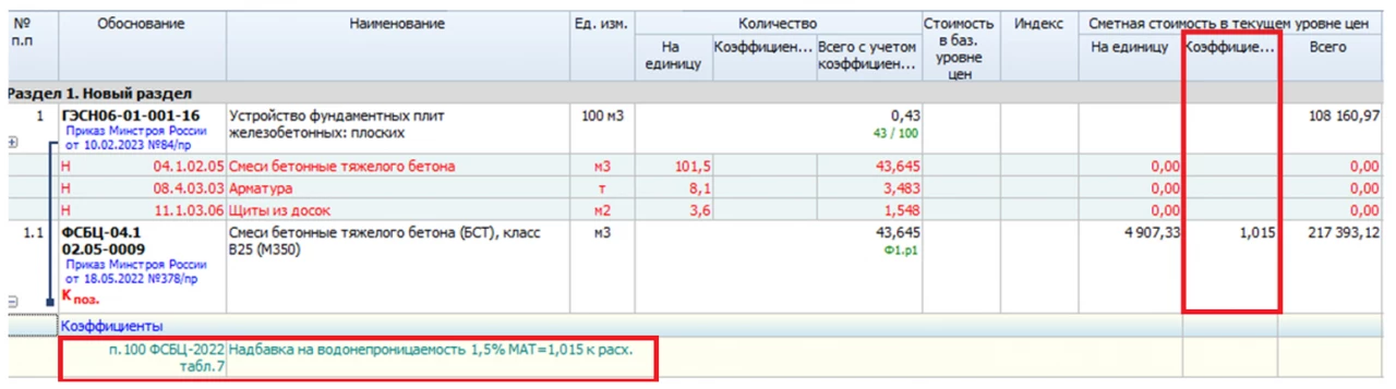 Бетон в сборнике ФСБЦ-2022 редакция с изм.1-8. Применение надбавок. Примеры расчета и оформления сметной документации. Часть 2. 10